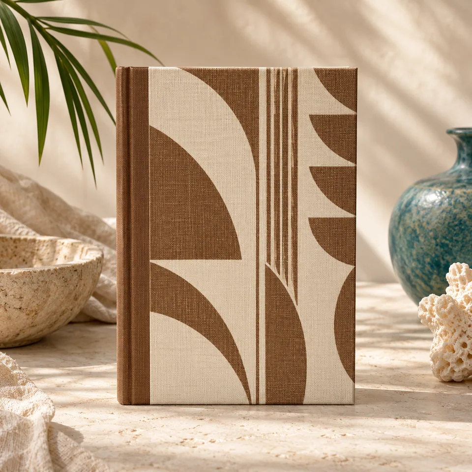 Masi Rhythm A5 Diary Study II in cream and brown. AI-generated concept visual; final product approval pending.