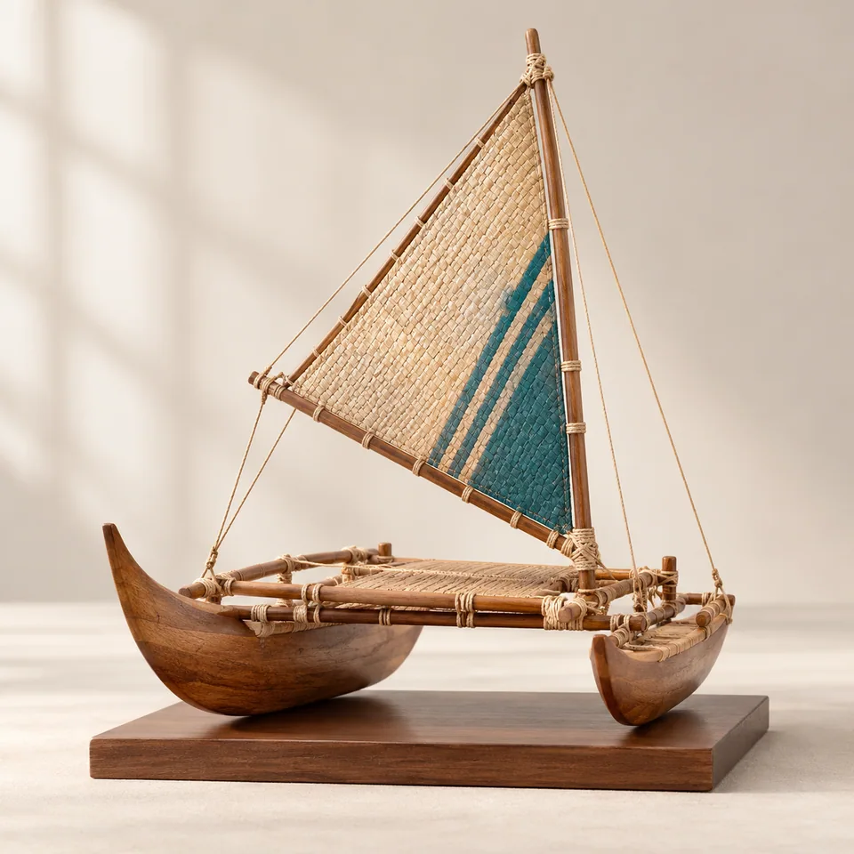 Twin-Hull Desk Model in desk display. AI-generated concept visual; final product approval pending.