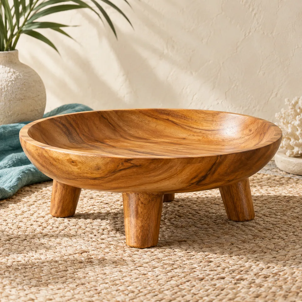 Honey-Grain Four-Leg Tanoa Study III in honey-toned timber. AI-generated concept visual; final product approval pending.