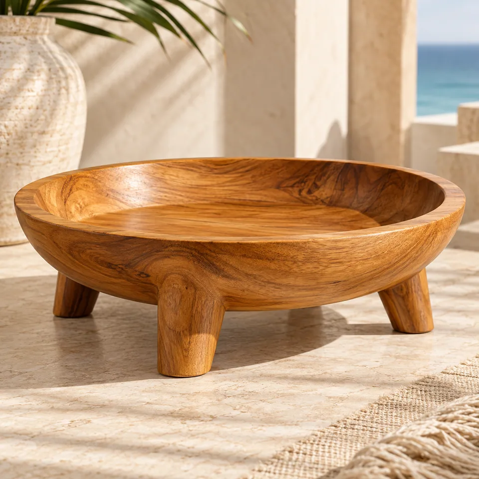 Honey-Grain Four-Leg Tanoa Study V in honey-toned timber. AI-generated concept visual; final product approval pending.