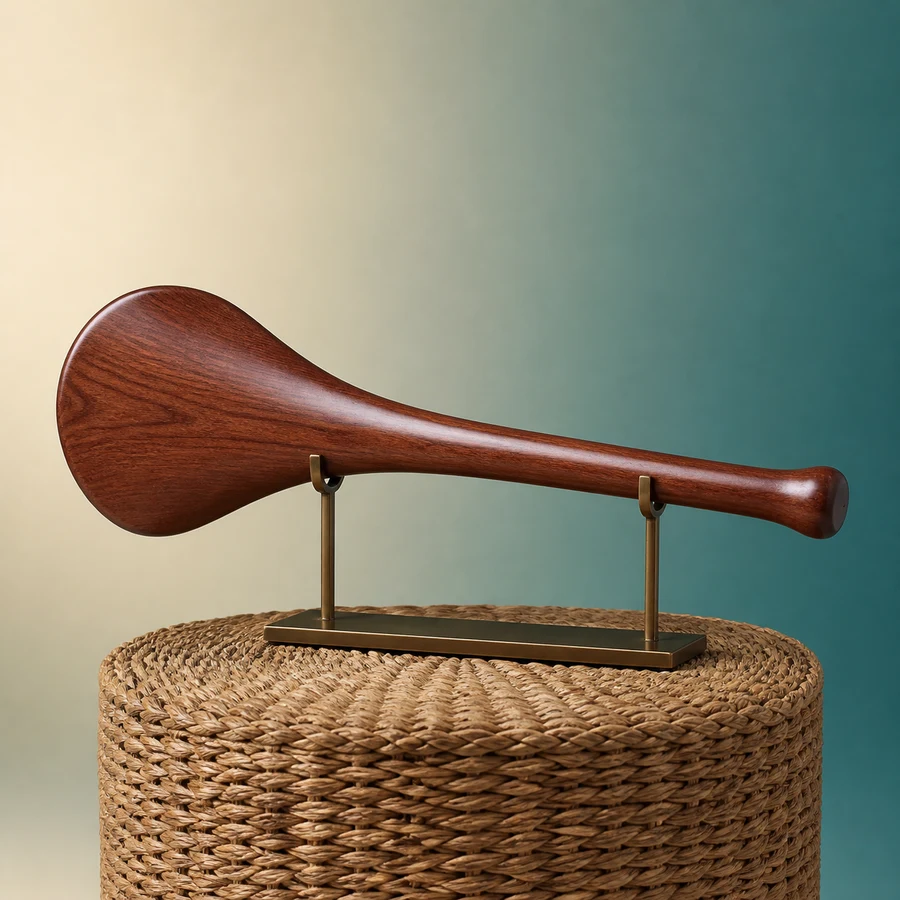 Photoreal still of a club-form display replica on a presentation stand. Display photography only; not cleared to ship
